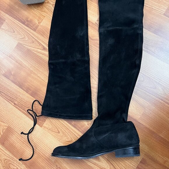 Stuart Weitzman Lowland Black Leather Over The Knee Boots Sz 7 - Picture 4 of 13